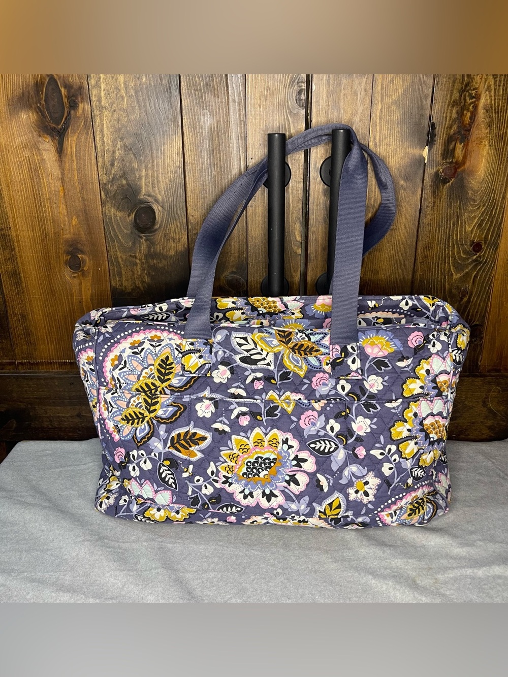 Vera Bradley Large Tote Quilted Charmont Meadow Purple Floral Dual Compartment